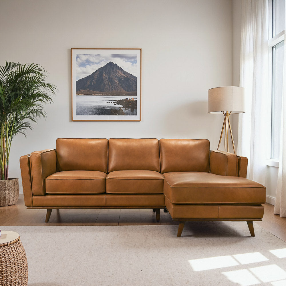 Ferre Leather Sectional Right Facing Chaise