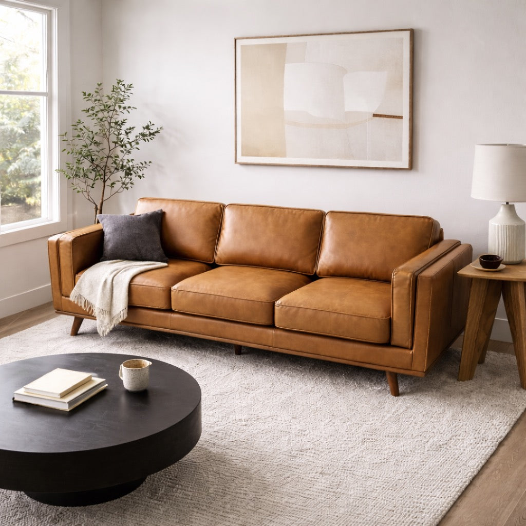 Ferre Tan Genuine Leather Sofa