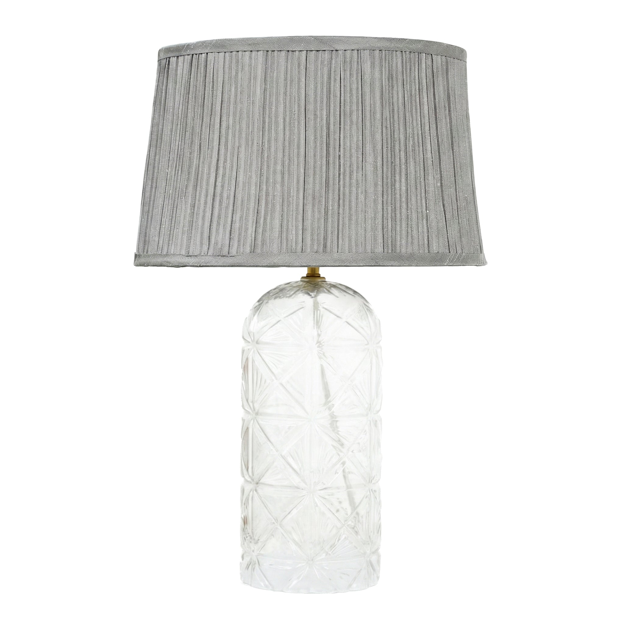 Firefly Gold Clear Glass Table Lamp With Grey Shadey