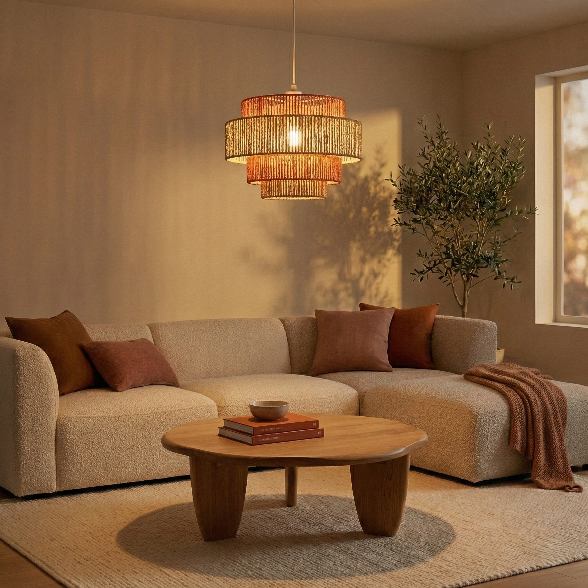 Flare Pendant Lamp White-Natural-Terracotta