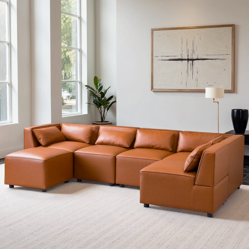 Floyd Cognac Vegan Leather Modular Sofa