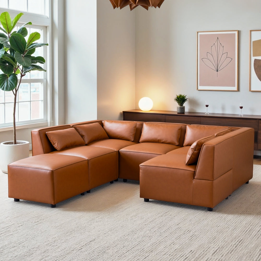 Floyd Cognac Vegan Leather Modular Sofa