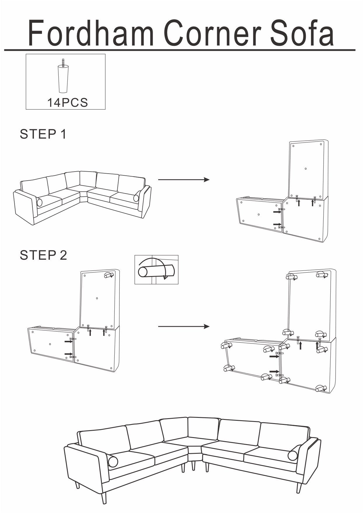 Fordham Symmetrical Corner Sofa - Light Gray