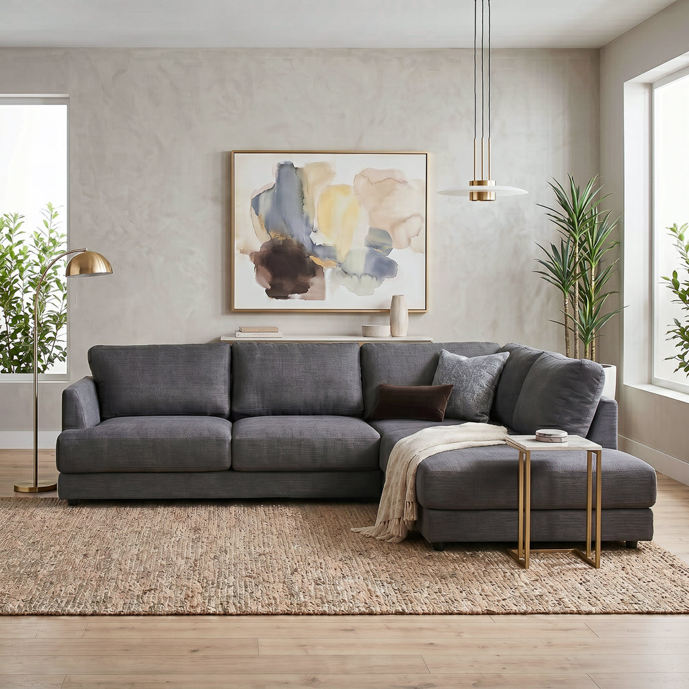 Glendale Grey Fabric L-Shaped Right Sectional Sofa