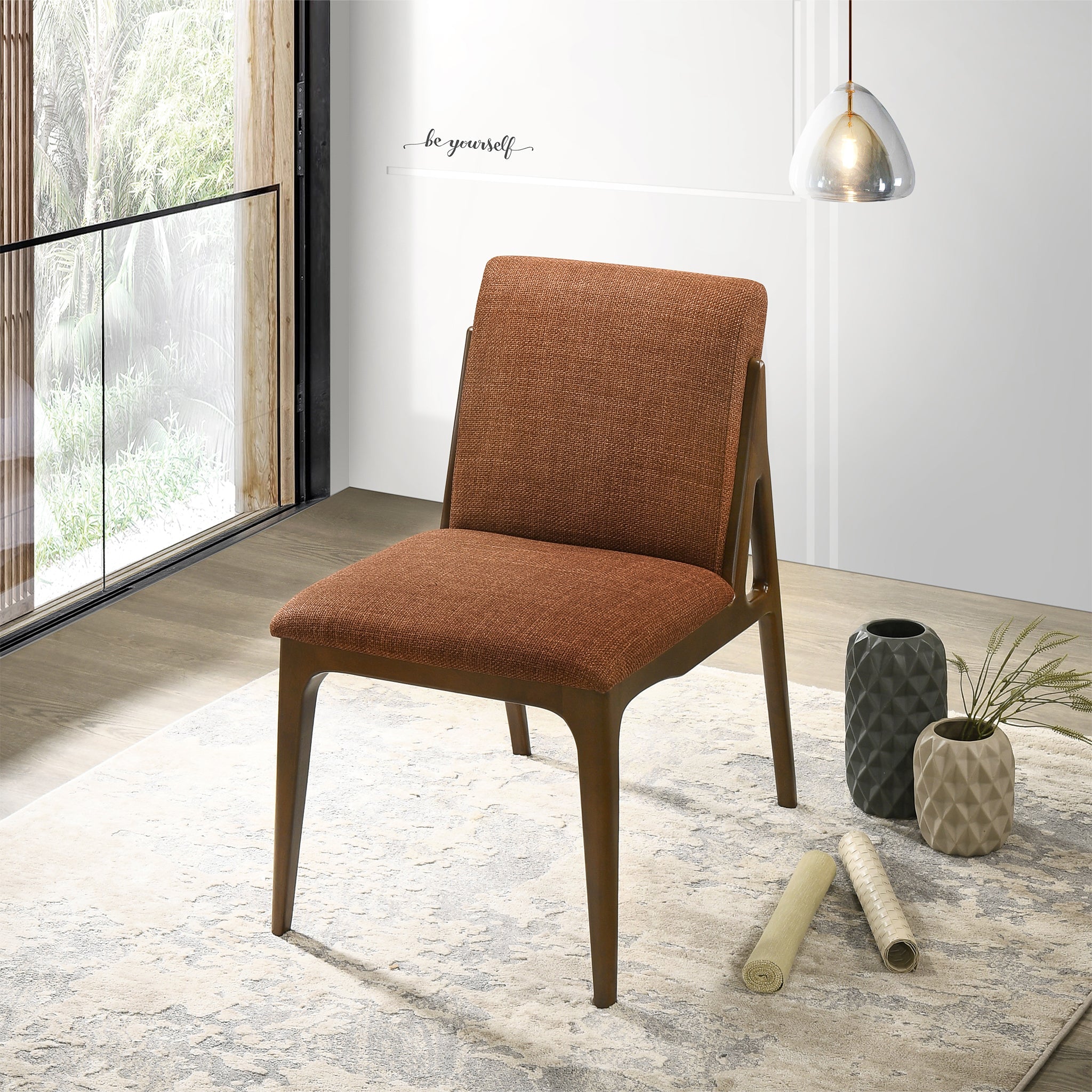 Griffin Orange Fabric Dining Chair Set of 2