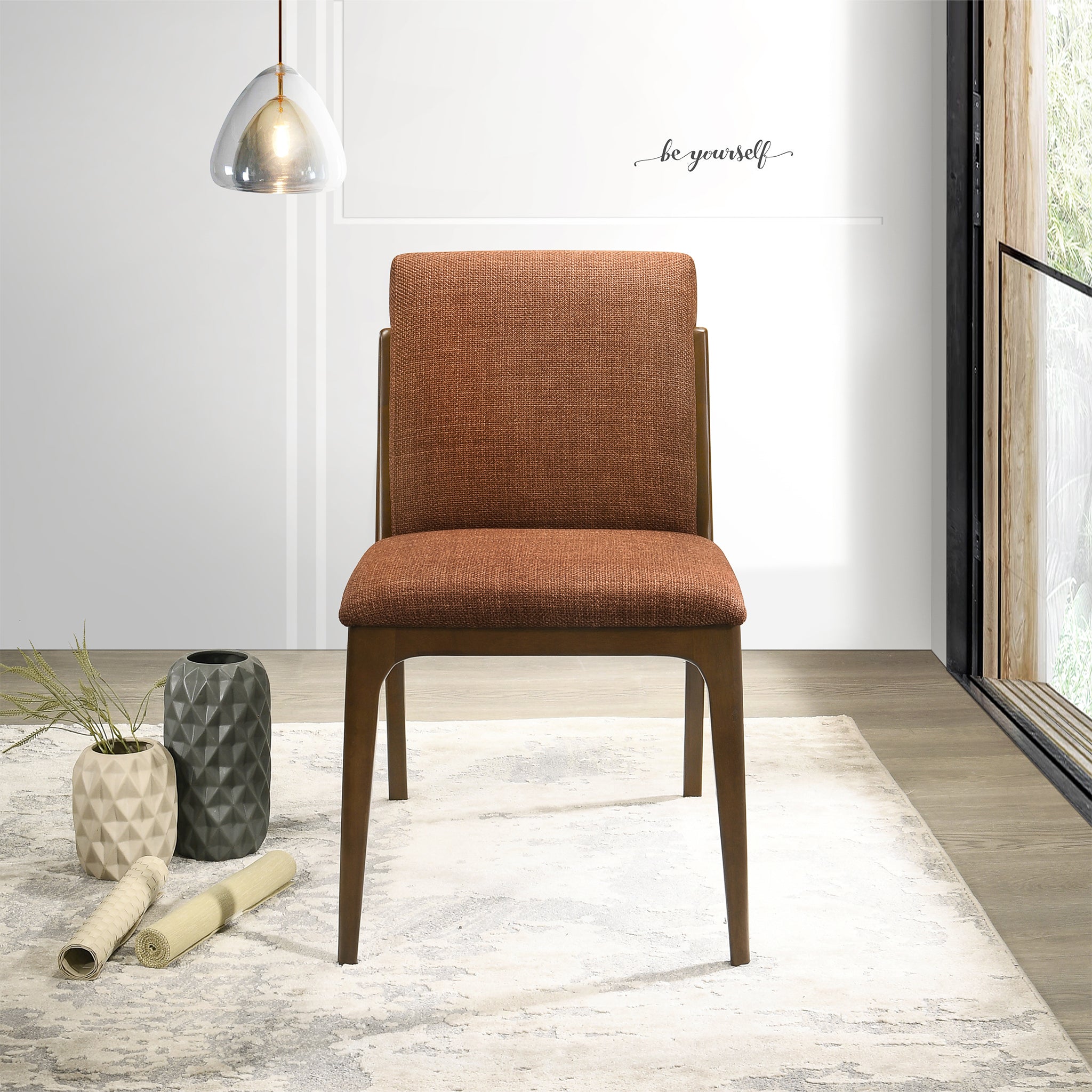 Griffin Orange Fabric Dining Chair Set of 2