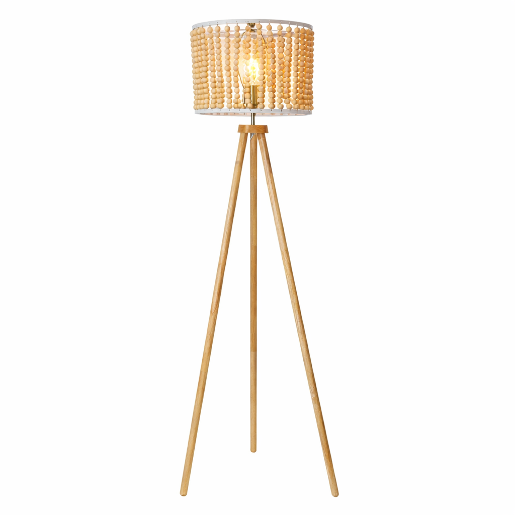 Halo Organic Bead Three Legged Floor Lamp - Natural