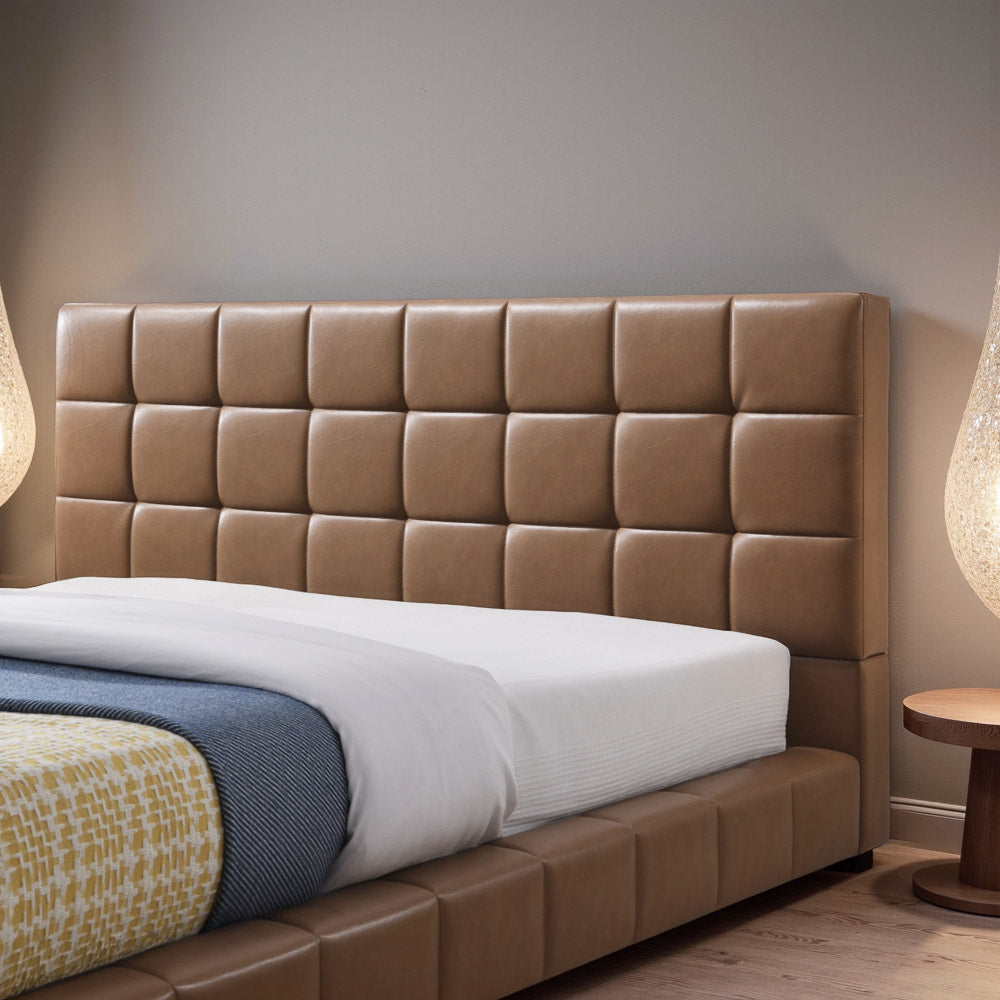 Hughes King Tan Vegan Leather Platform Bed
