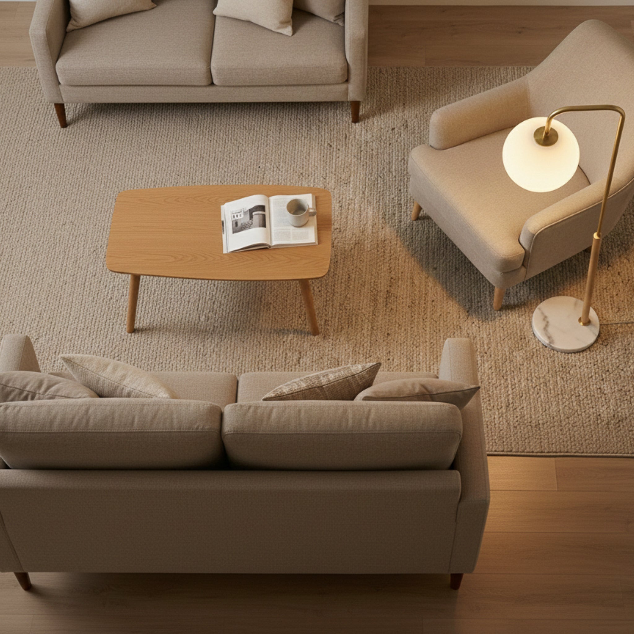 Icarus White Lampshade Floor Lamp - White