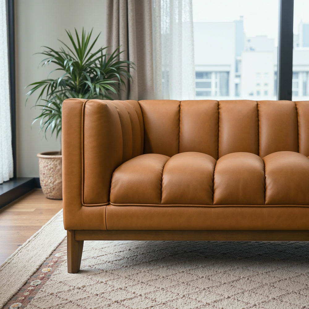 Jersey Cognac Vegan Leather Sofa