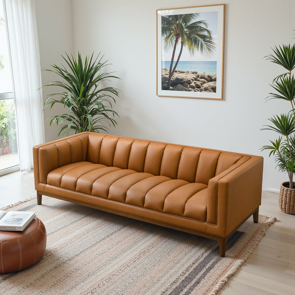 Jersey Cognac Vegan Leather Sofa