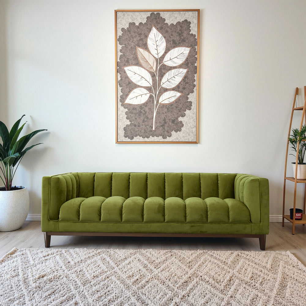 Jersey Olive Green Velvet Sofa
