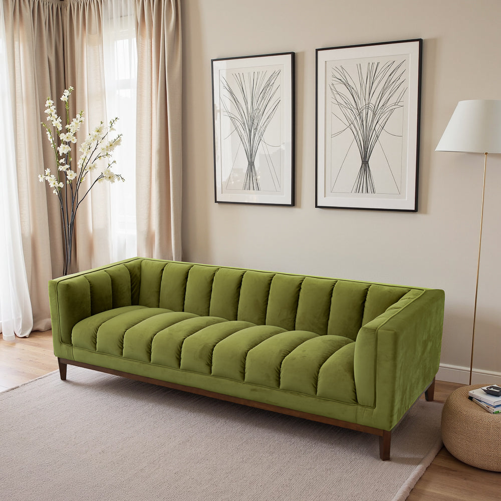 Jersey Olive Green Velvet Sofa