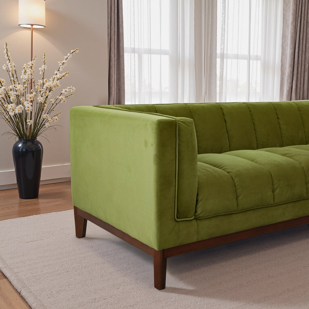 Jersey Olive Green Velvet Sofa