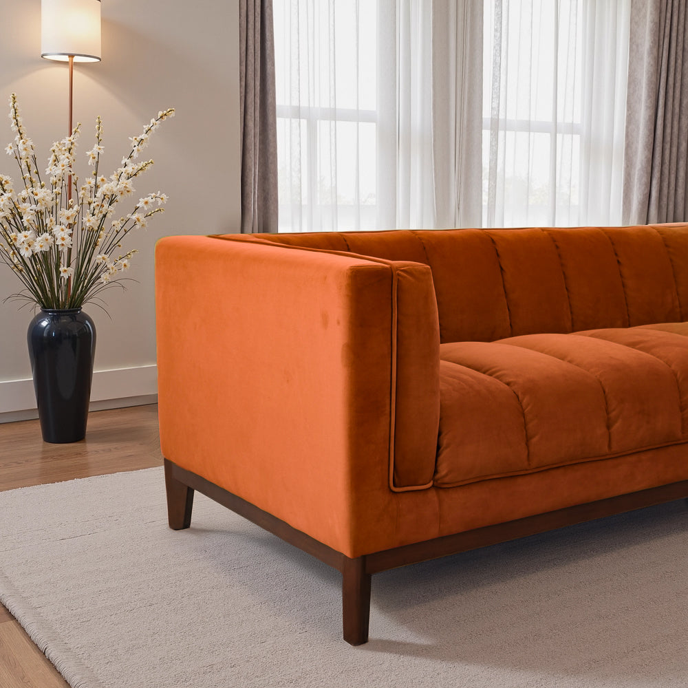 Jersey Orange Velvet Sofa