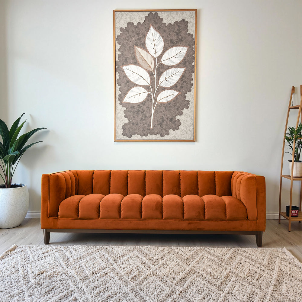 Jersey Orange Velvet Sofa