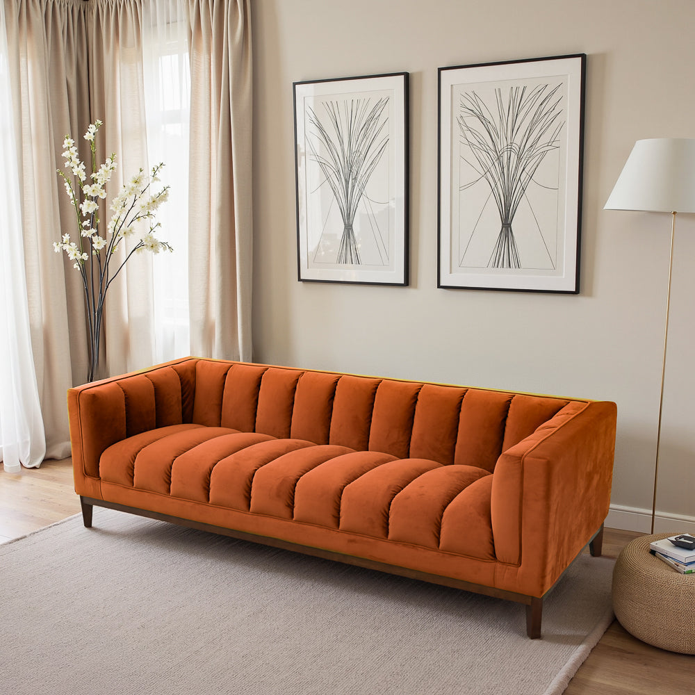 Jersey Orange Velvet Sofa