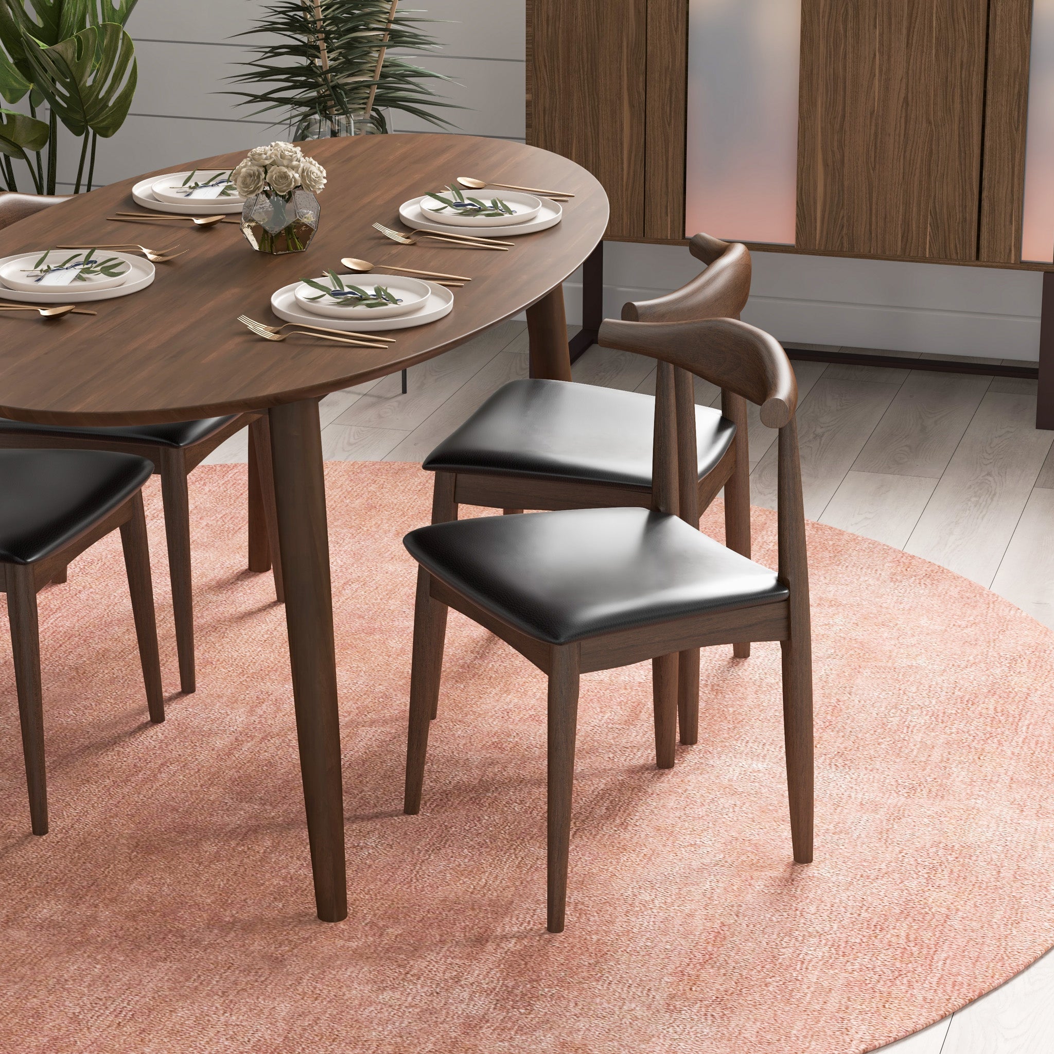 Juliet Dining Chair Black Vegan Leather - Set of 2