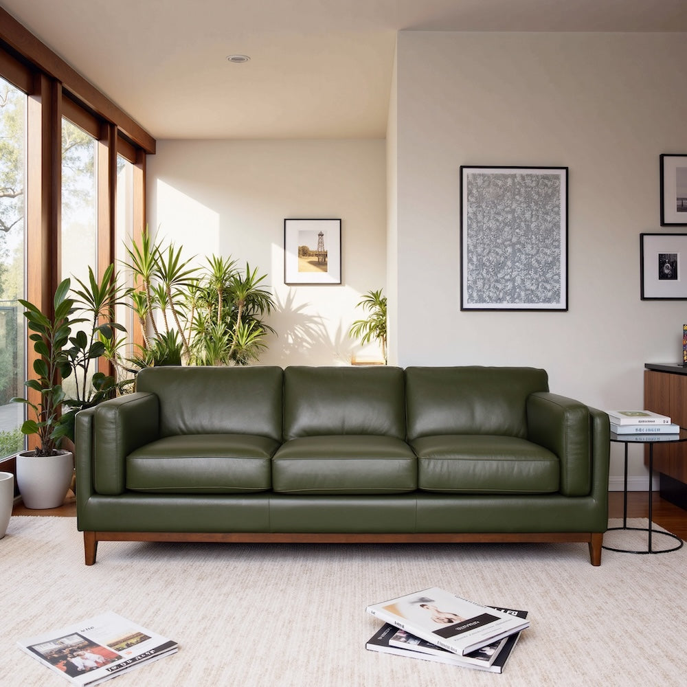Kai Green Leather Sofa