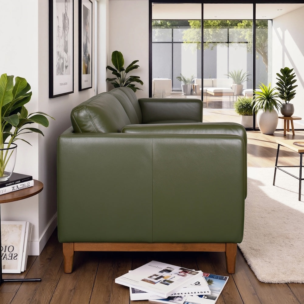 Kai Green Leather Sofa