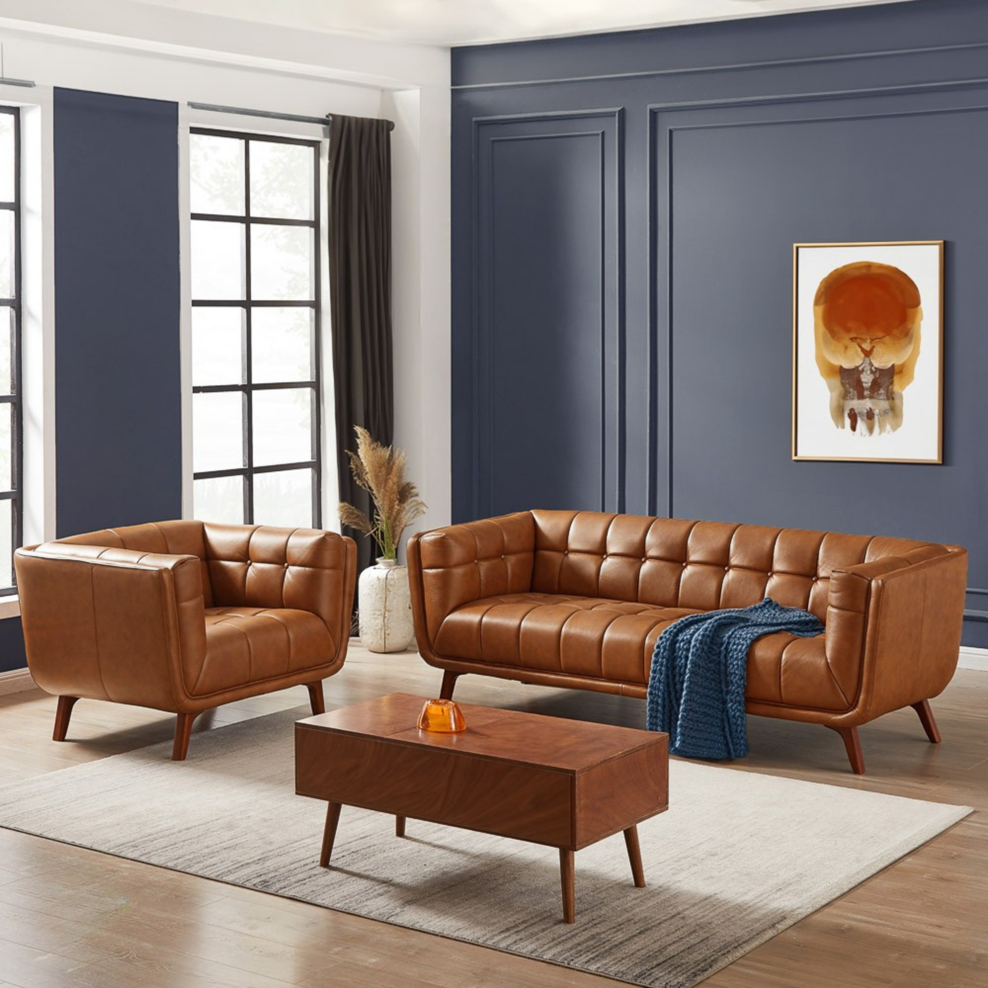 Kano Cognac Leather Sofa
