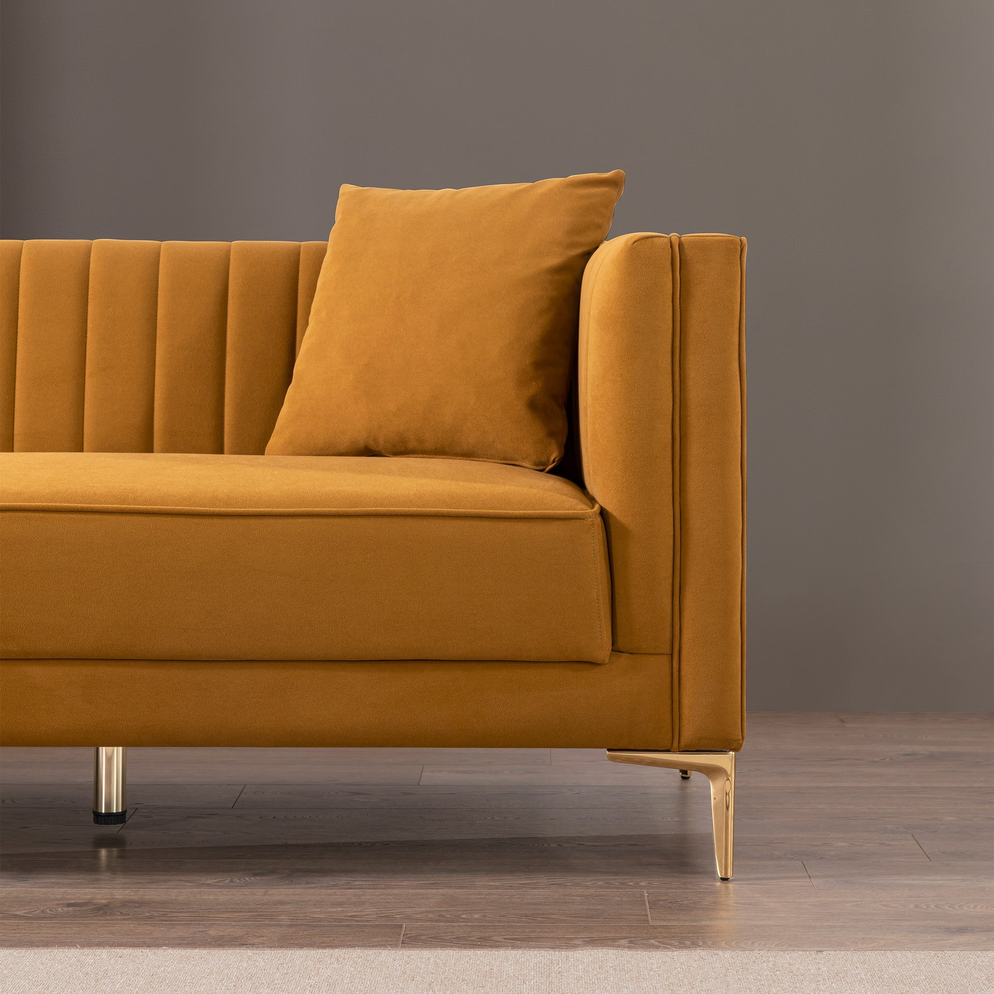 Kendra Cognac Velvet Sofa