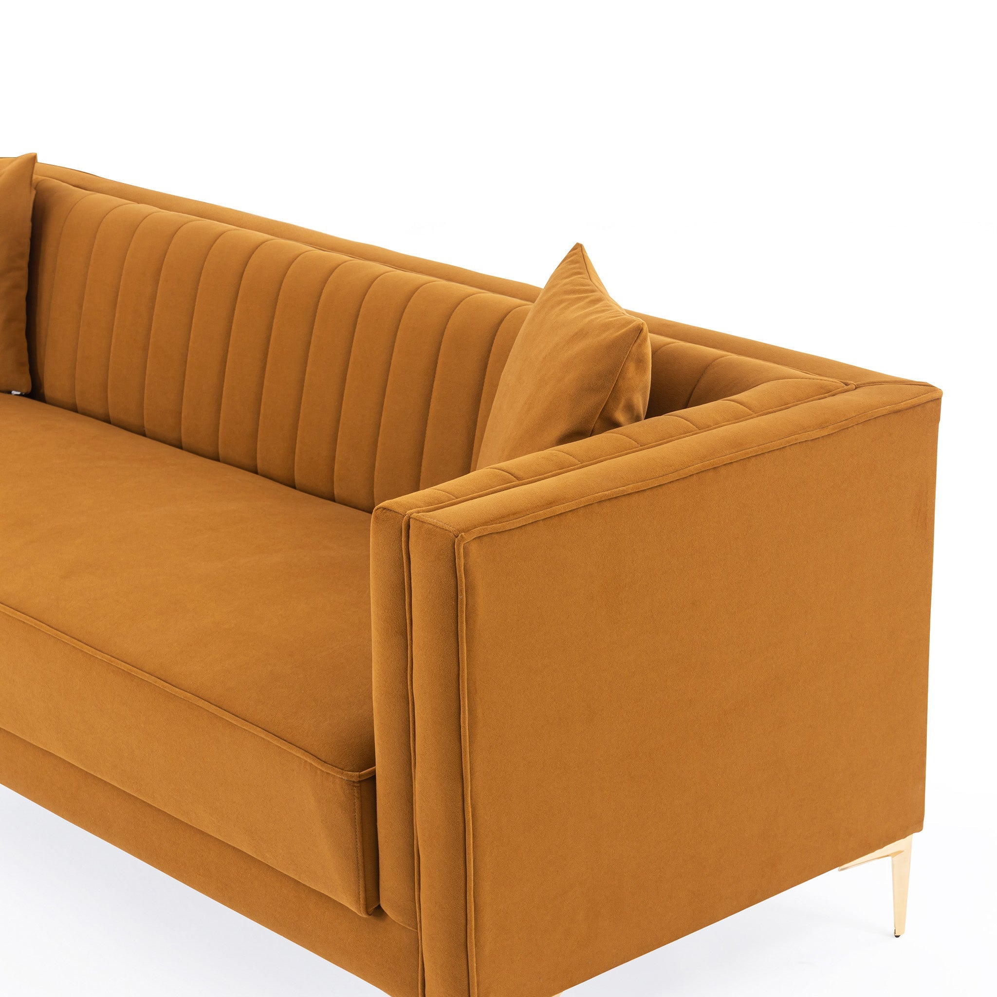 Kendra Cognac Velvet Sofa