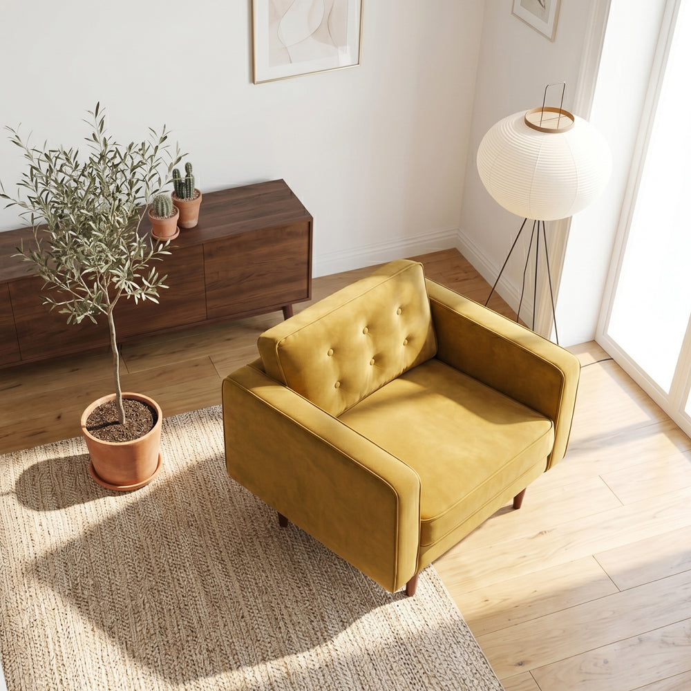 Kirby Gold Velvet Armchair