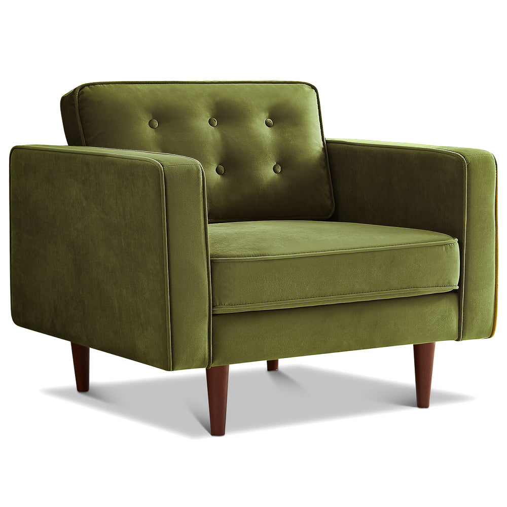 Kirby Olive Green Velvet Armchair