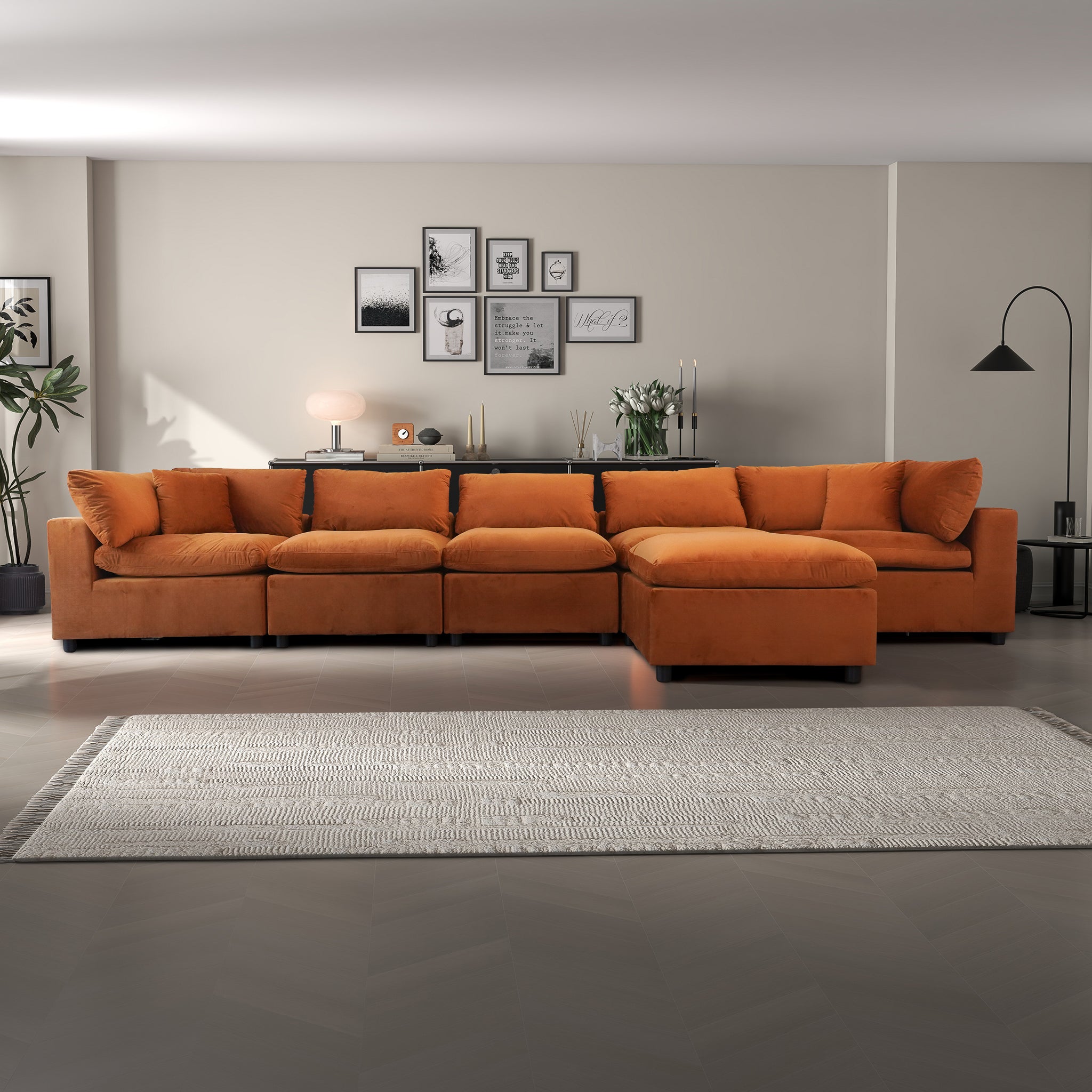 Laurel Burnt Orange Velvet Modular Corner Sofa
