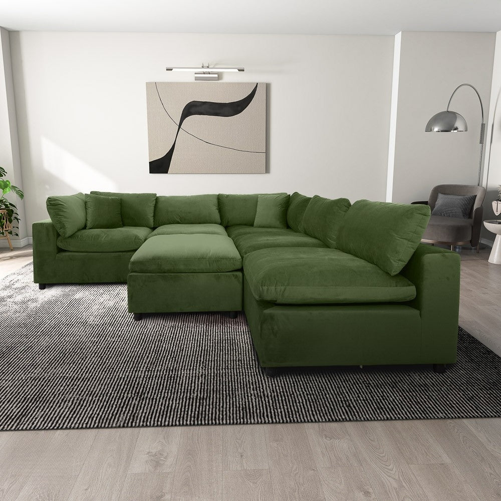 Laurel Olive Green Velvet Modular Sofa