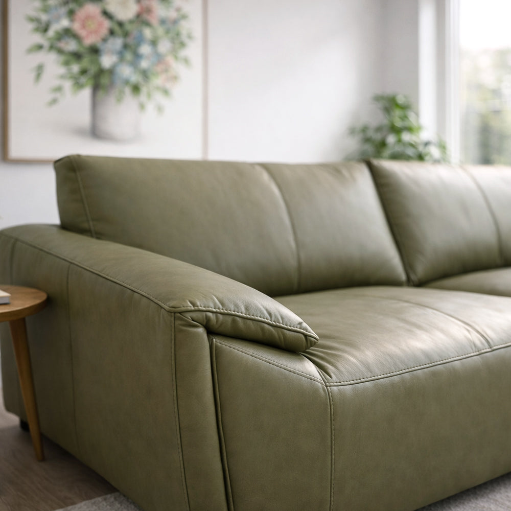 Lawson Olive Green Top Grain Leather Sofa