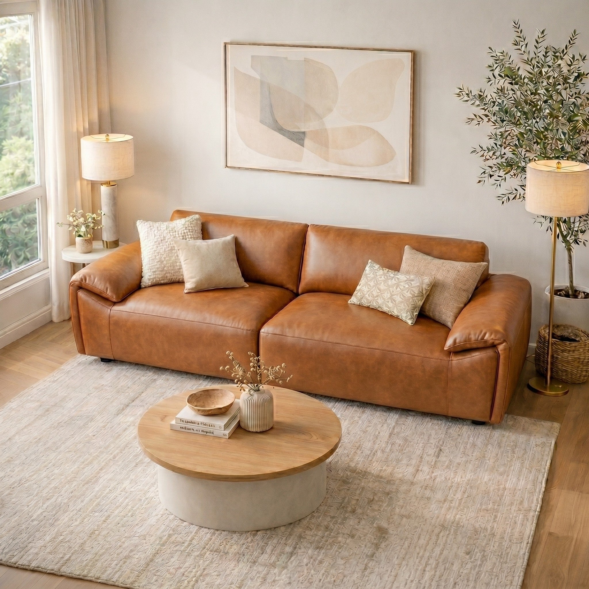Lawson Tan Top Grain Leather Sofa