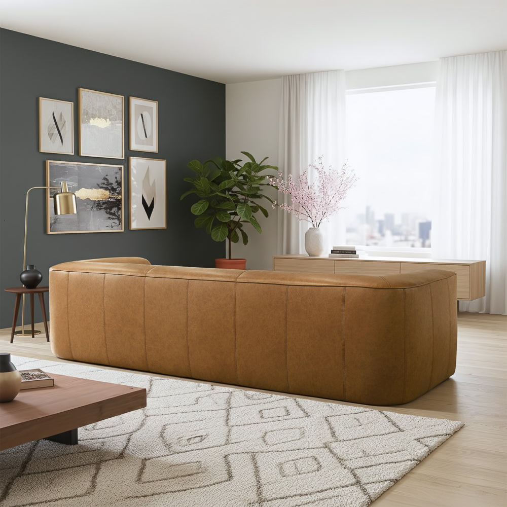 Leanne Tan Leather Sofa