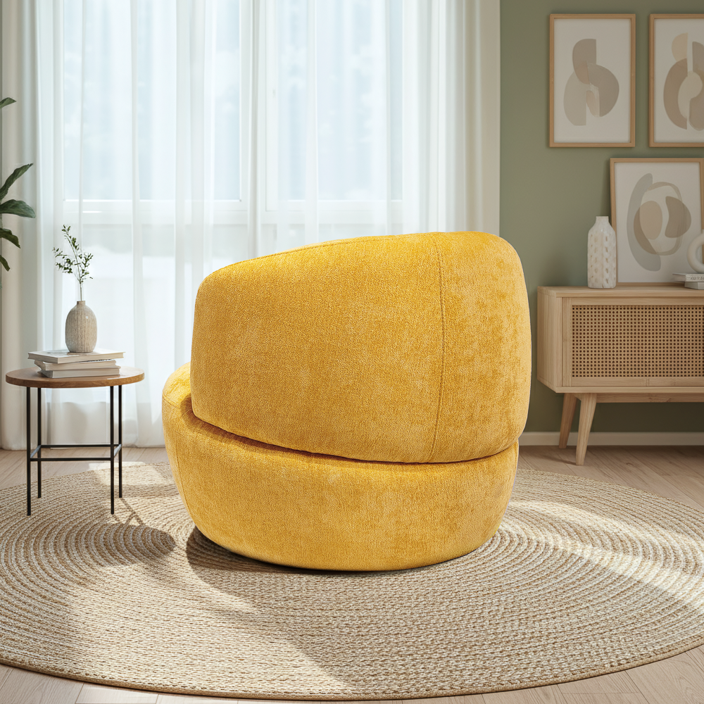 Lemon Gold Chenille Swivel Chair
