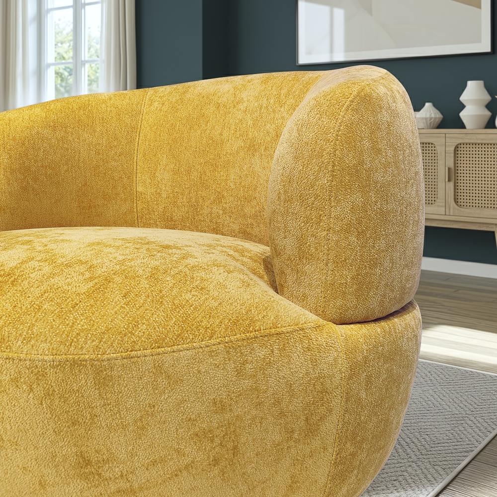 Lemon Gold Chenille Swivel Chair