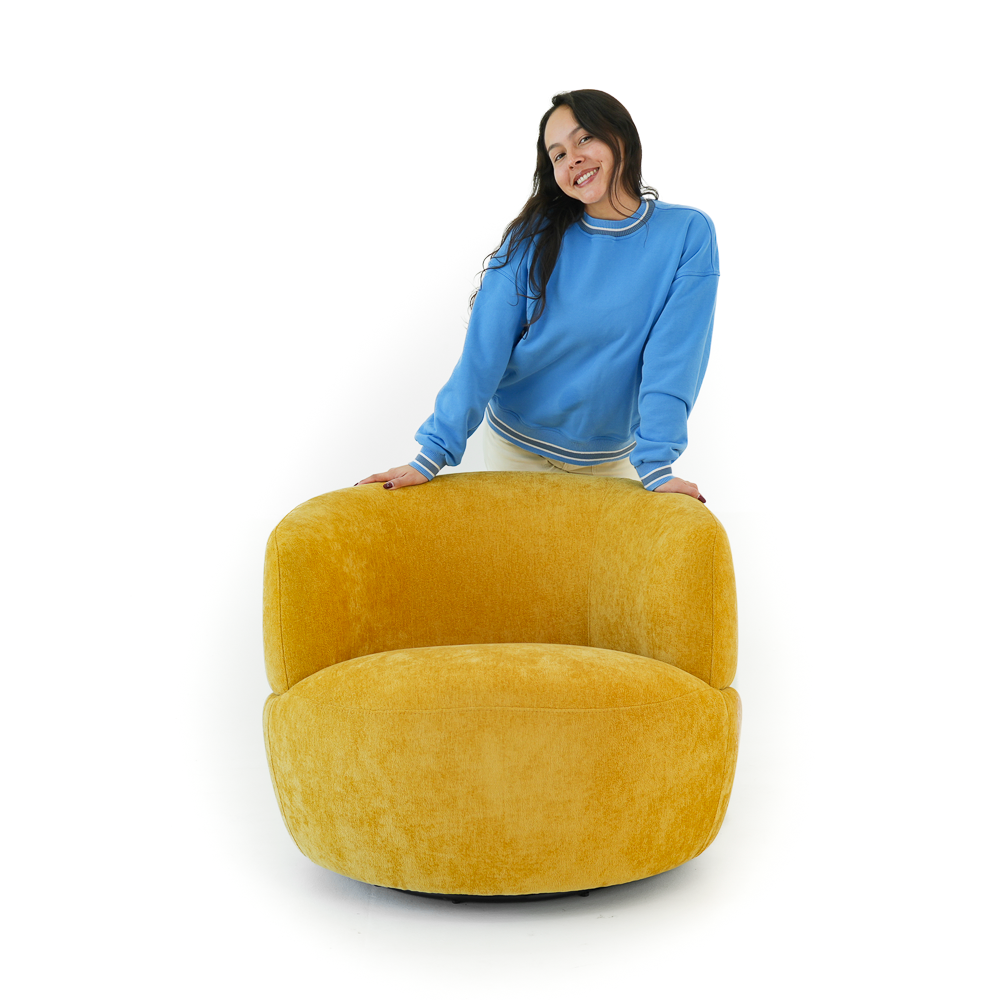 Lemon Gold Chenille Swivel Chair
