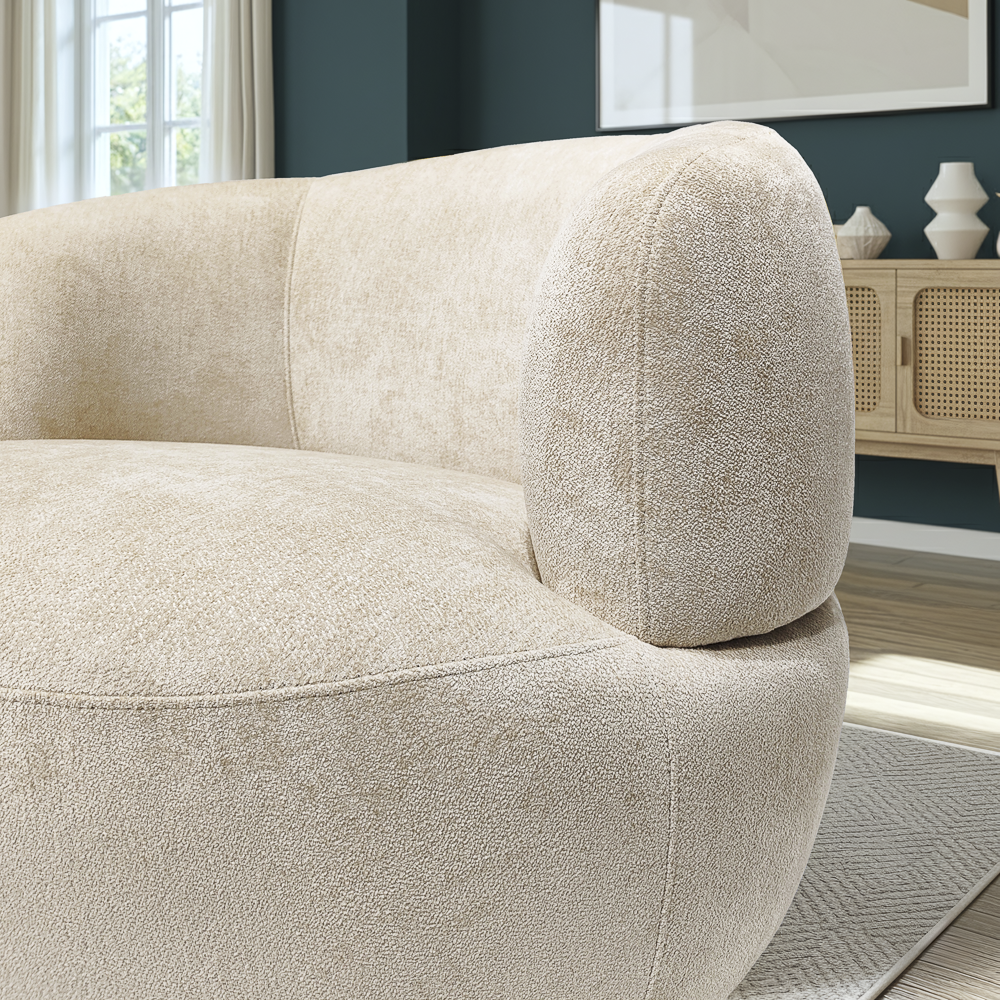 Lemon Sand Chenille Swivel Chair
