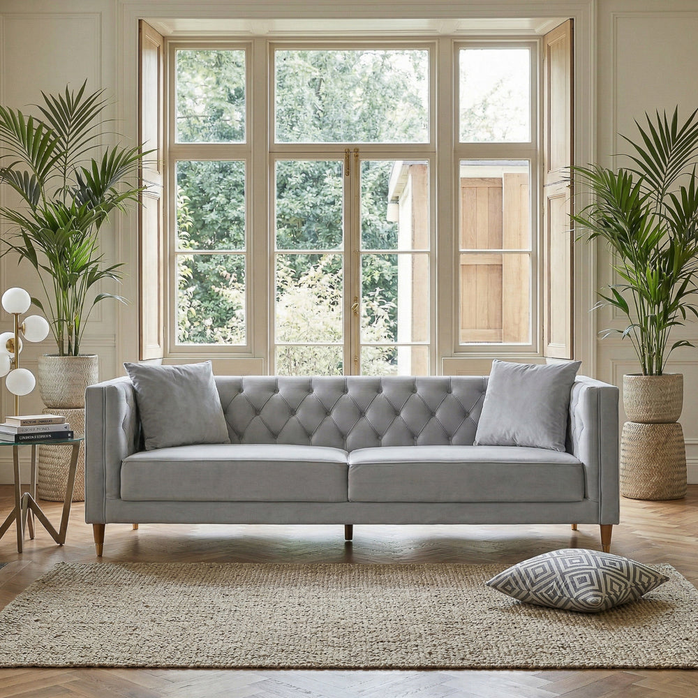 Lewis Light Gray Velvet Sofa