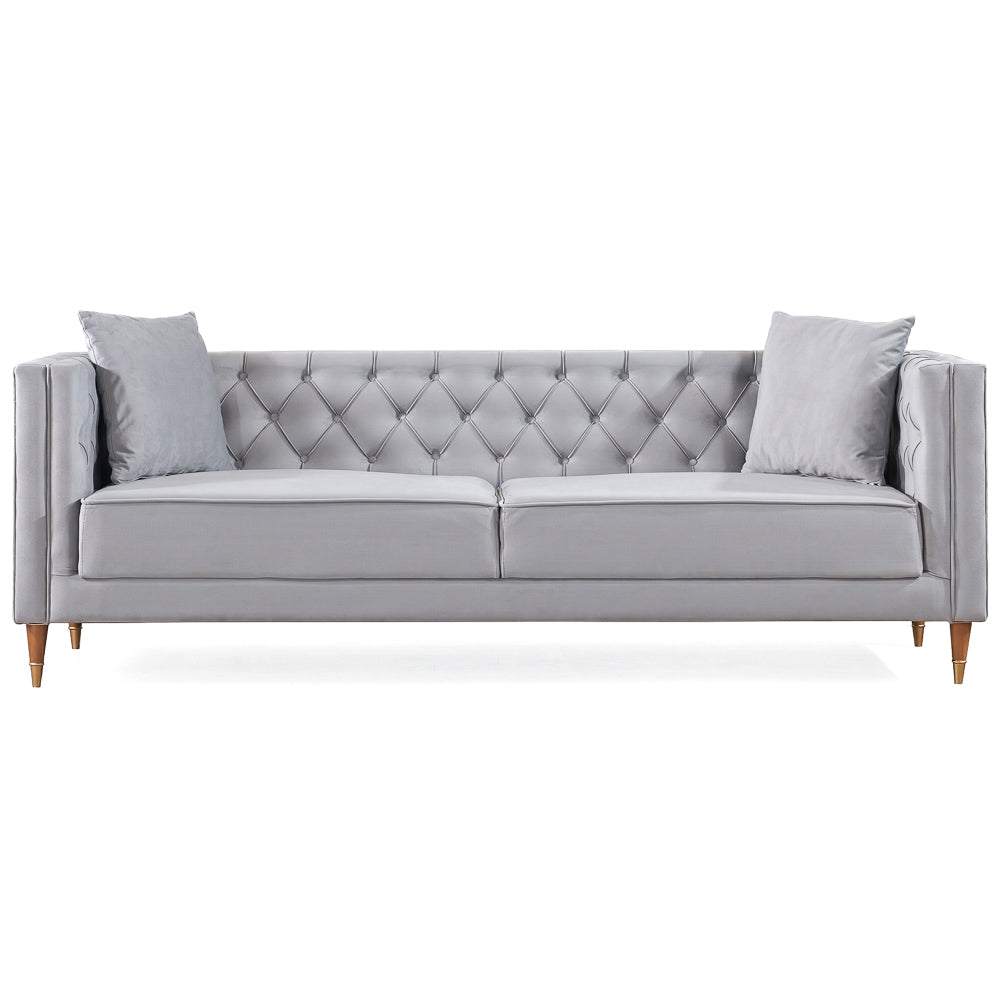 Lewis Light Gray Velvet Sofa