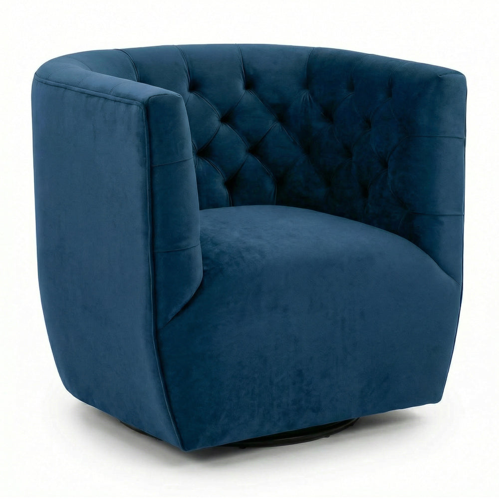 Lotte Blue Velvet Swivel Chair