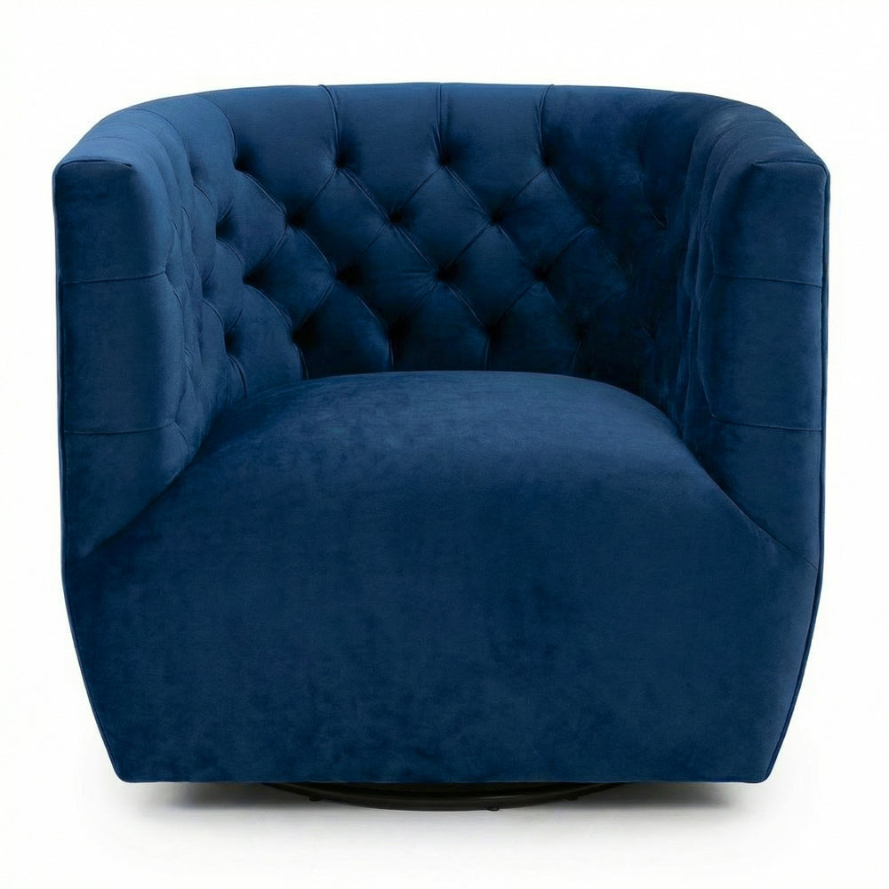 Lotte Blue Velvet Swivel Chair
