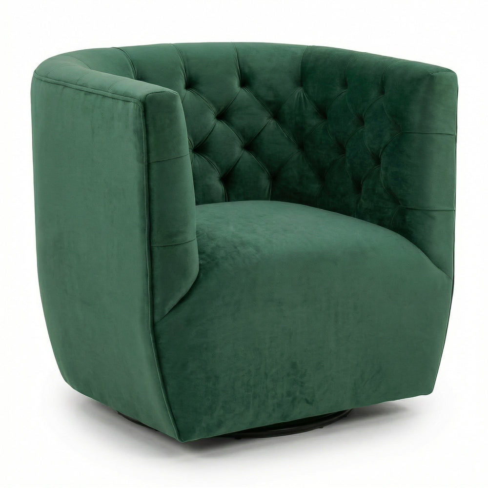 Lotte Forest Green Velvet Swivel Chair