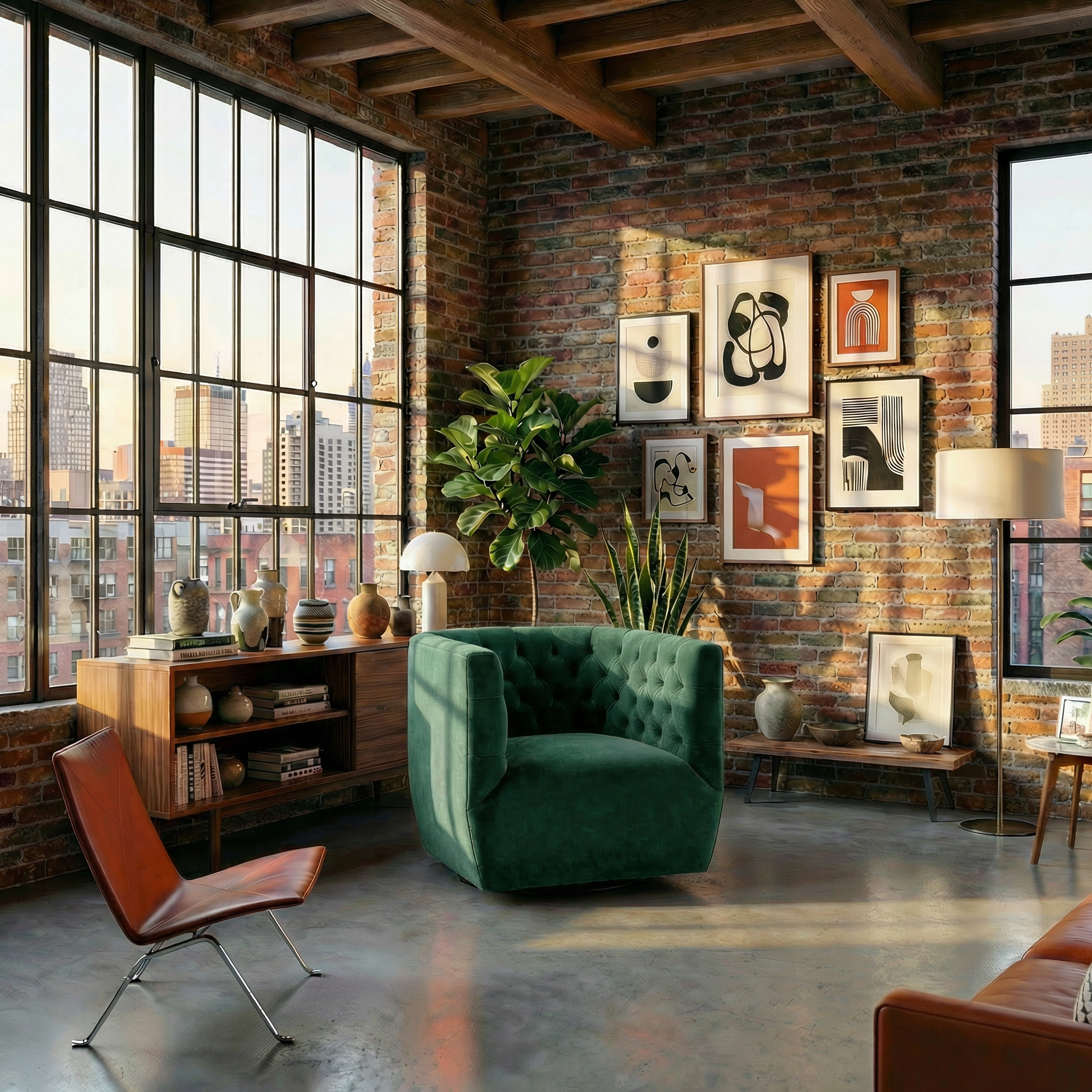 Lotte Forest Green Velvet Swivel Chair