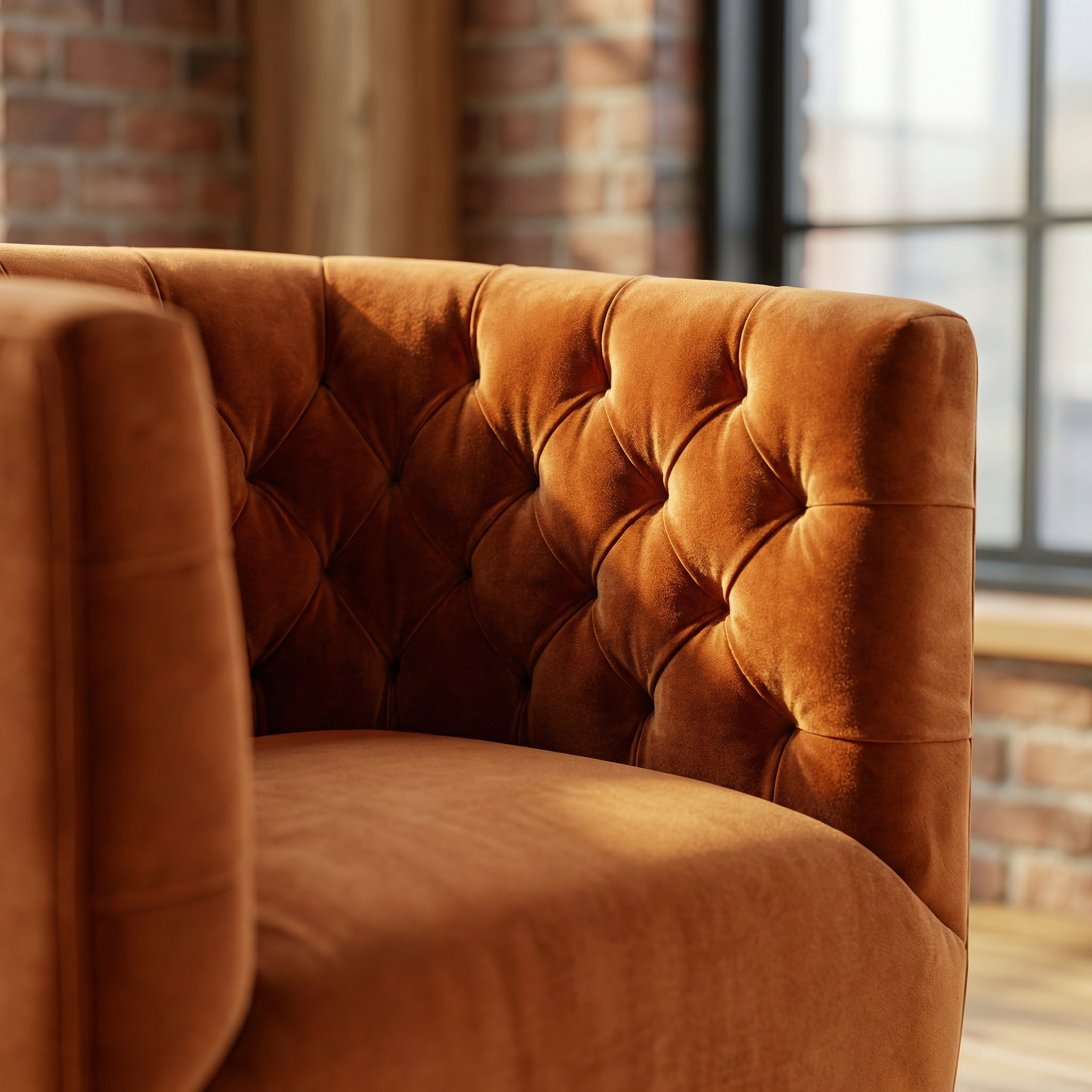 Lotte Burnt Orange Velvet Swivel Chair