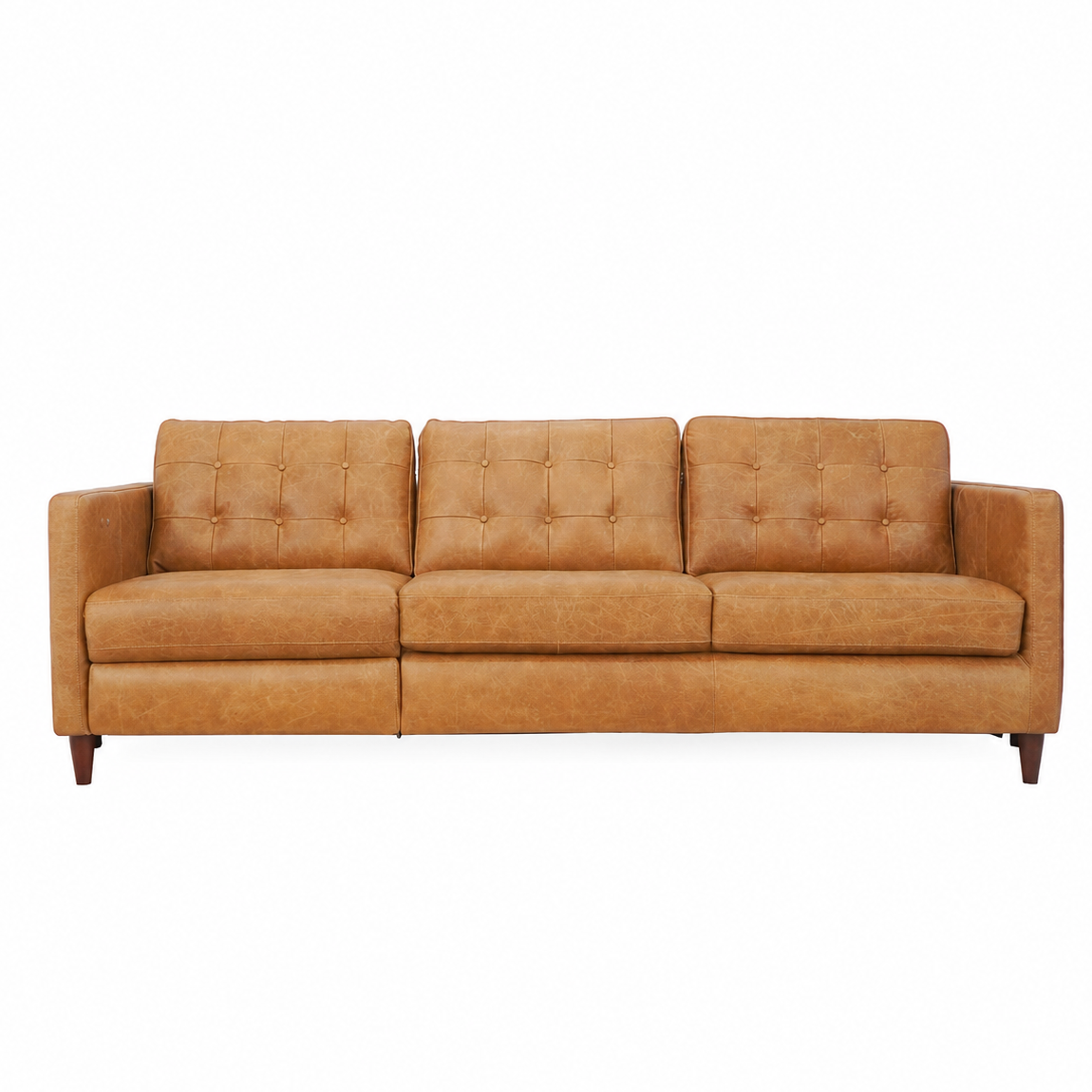 Louis Tan Leather Electric Incliner Sofa- Right