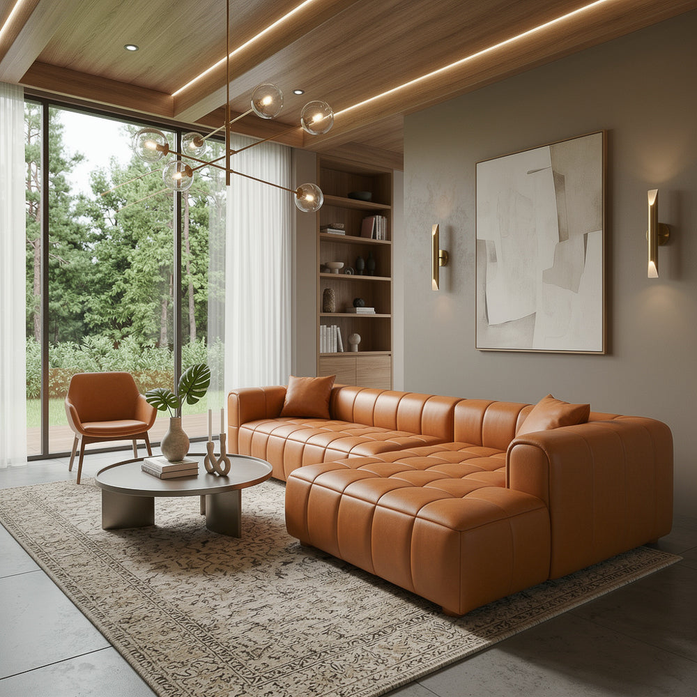 Luca Sectional Right - Cognac Leather