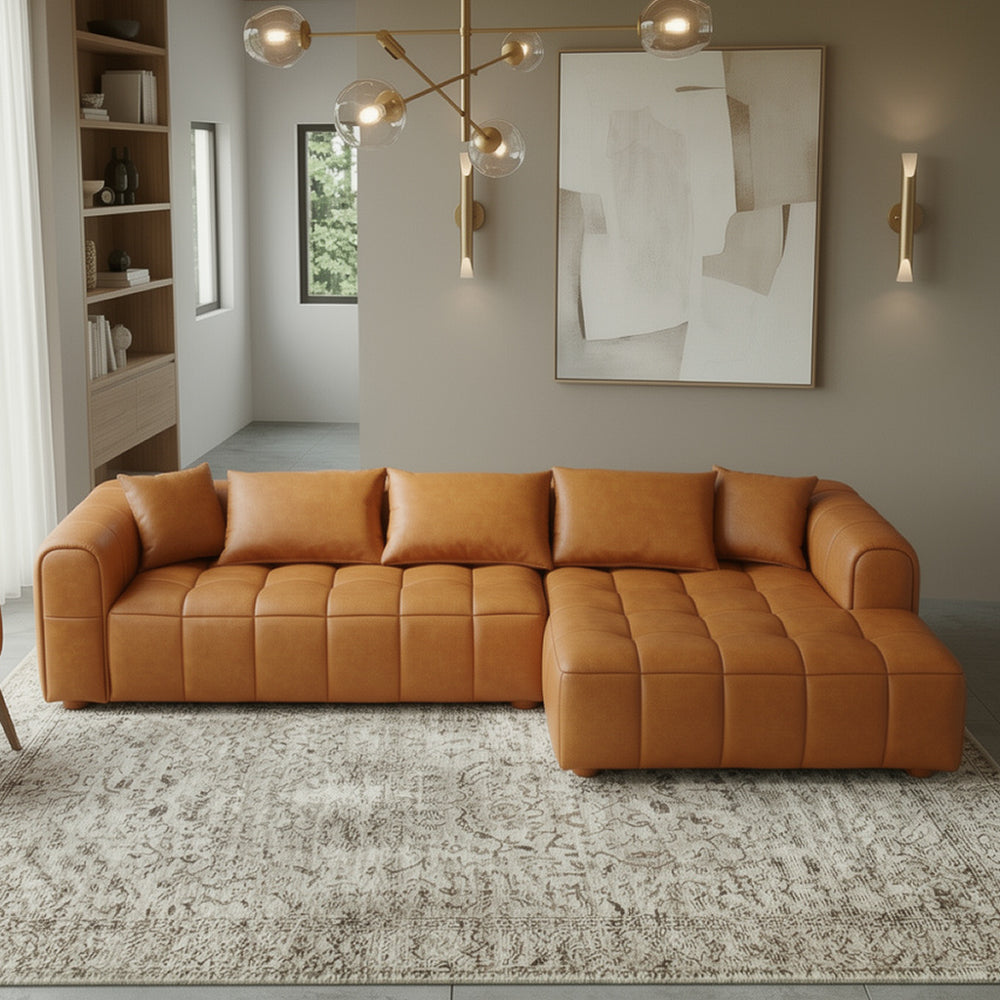 Luca Sectional Right - Cognac Leather