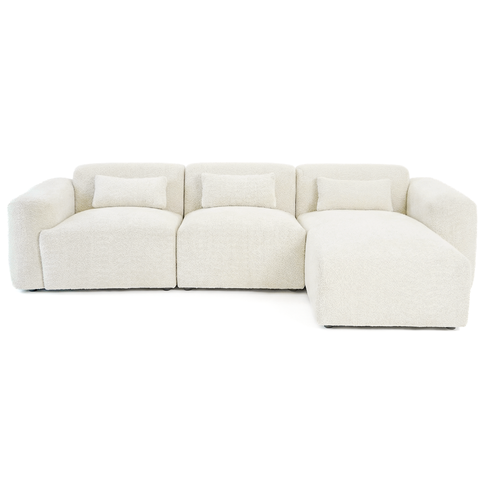 Lulu 3-Piece Sand Boucle Right-Facing Sectional Sofa