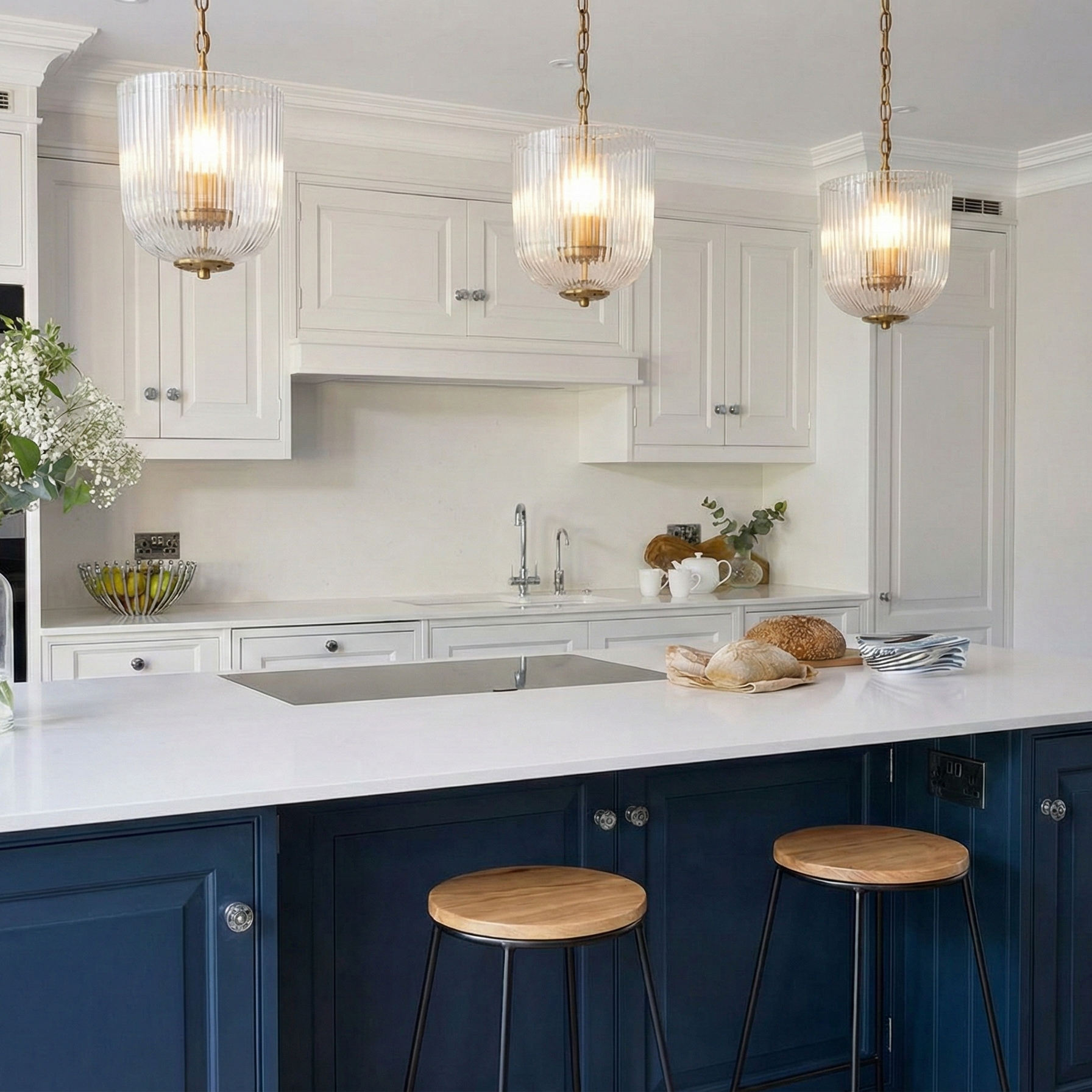 Lustra Pendant Lamp Coarse Gold - Clear Glass